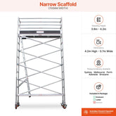 3.9m - 4.2m Narrow Aluminium Mobile Scaffold Base Tower with Kickboards